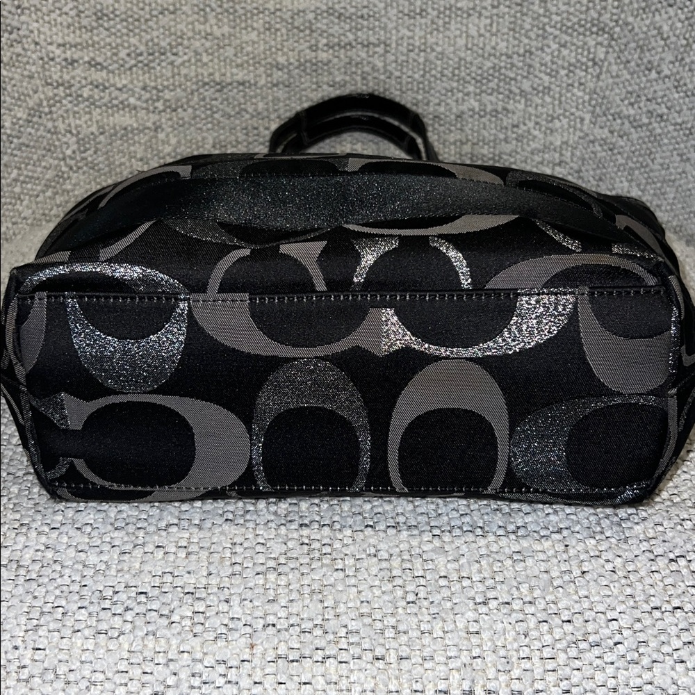 Coach Signature Metallic Stripe Tote Silver F20429 - Picture 4 of 13